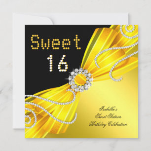 Süße 16 Süße Sechzehn Gelbe Diamant Party Einladung