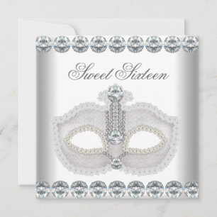 Süße 16 Süße Sechzehn Weiße Diamanten Maske Einladung