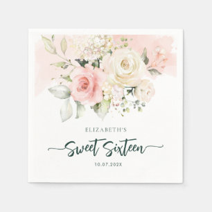 Süße 16 Wasserfarbe Floral Geburtstagsfeier Papier Serviette