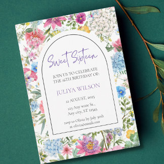Süße 16 Wildblumen Einladung