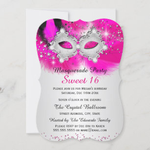 Süße 16er Spitze Maske Hot Pink Silber Masquerade Einladung