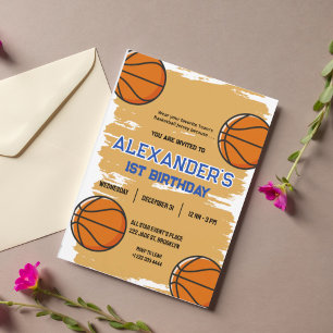 Süße 1. Geburtstags-Basketball-Party-Einladung Einladung