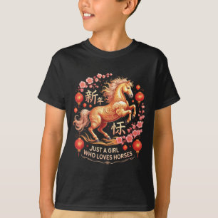Süße 2026 Einfach Mädchen Das Pferde Liebt Mond-Da T-Shirt