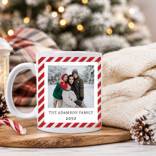 Süße 2-Foto-Collage Weihnachten Rote Streifen Benu Kaffeetasse