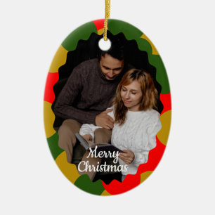 Süße 2-Foto-Rahmen-Weihnachts-Keramik-Ornament Keramik Ornament