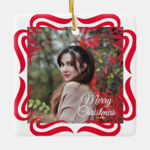 Süße 2-Foto-Rahmen-Weihnachts-Keramik-Ornament Keramikornament