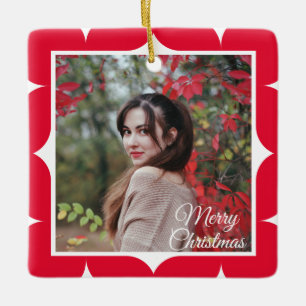 Süße 2-Foto-Rahmen-Weihnachts-Keramik-Ornament Keramikornament