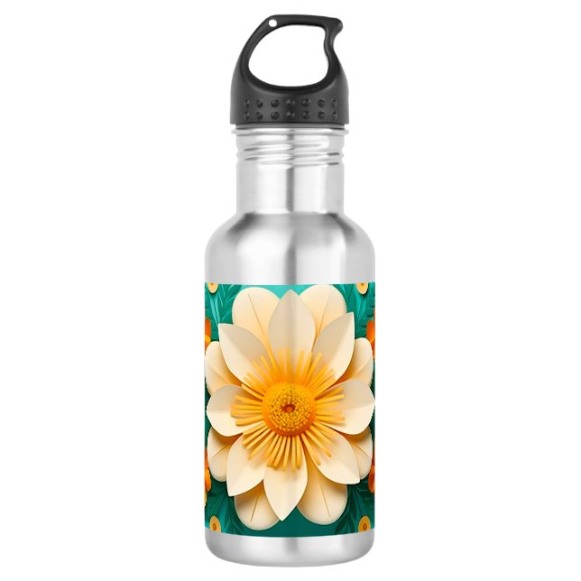 Süße 3D-Blumen Edelstahlflasche (Vorderseite)