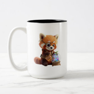 Süße 3D-Cartoon-Steampunk-Rotpanda-Botanikerin-Ill Zweifarbige Tasse