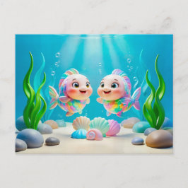 Süße 3D-Fische des Sternzeichens Fische Postkarte