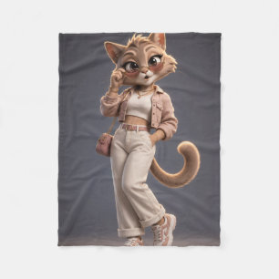 Süße 3D-Katze Fleecedecke
