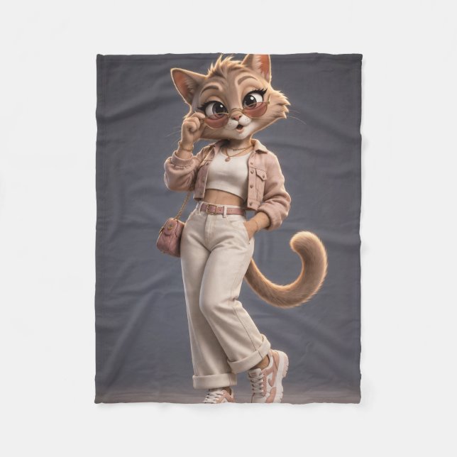 Süße 3D-Katze Fleecedecke (Vorderseite)