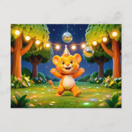 Süße 3D-Leo-Figur-Illustration Postkarte