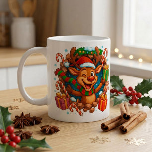 Süße 3D-Rentier-Weihnachts-Kaffeetasse Kaffeetasse