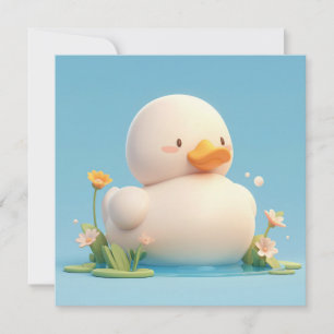 Süße 3D-Ton-Enten-Blumen-Teich-Postkarte