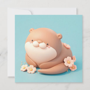 Süße 3D-Tonotter mit rosa Blumen Postkarte