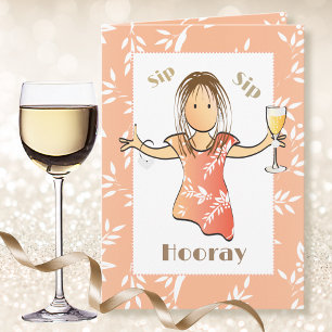 Süße 40. Geburtstagsfrau Cartoon Champagner Toast Karte