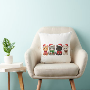 Süße 4 Weihnachtskatzen - Holiday Cats Design Kissen