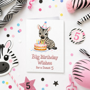 Süße 5 Geburtstagswünsche Hübsche Zebra-Karte Karte