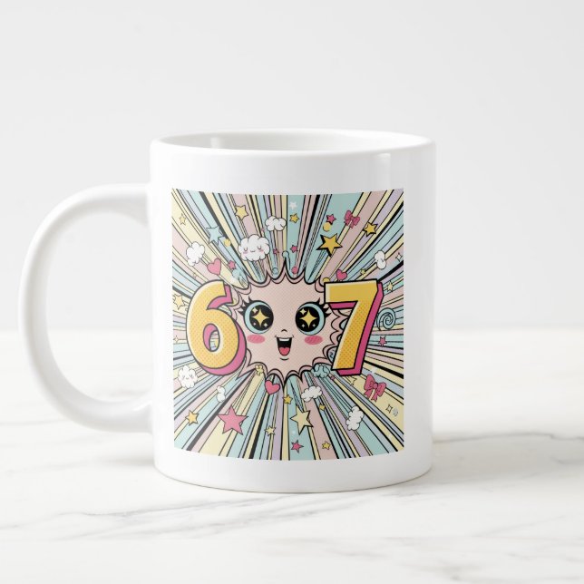Süße 6 7 Brainrot Chibi Anime Jumbo-Tasse (Links)