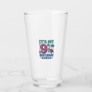 Süße 9. Geburtstags-Schildkröte Vintage-Kinder-Shi Glas