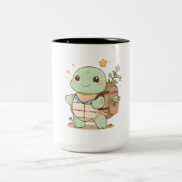 Süße Abenteuer-Schildkröte Reisende Kawaii Design Zweifarbige Tasse