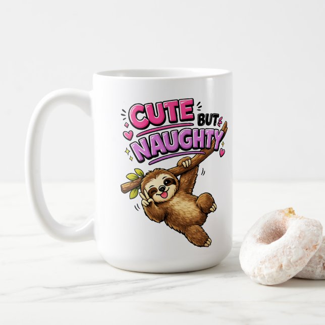 Süße aber unartige Faultier Kaffeetasse (Mit Donut)