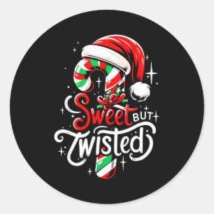 Süße aber verdrehte lustige Weihnachts-Candy-Cane- Runder Aufkleber