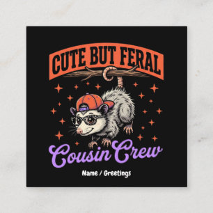 Süße aber wilde Cousin-Crew Vintage Retro Opossum Quadratische Visitenkarte