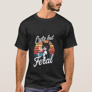 Süße aber wilde Katzen-Kaffee-Liebhaber im Vintage T-Shirt