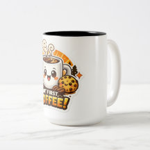 Süße "Aber zuerst Kaffee"-Cartoonfigur