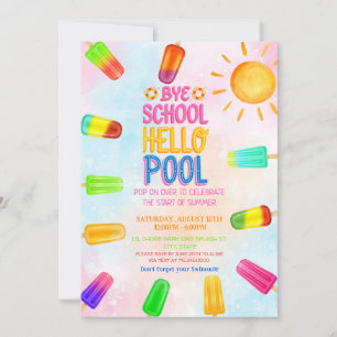 Süße Abschied Schule Hallo Poolparty Einladung