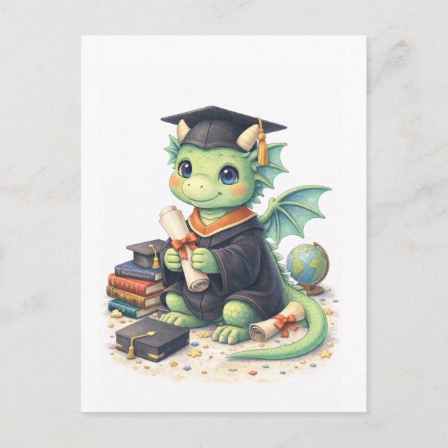 Süße Abschluss-Drache-Postkarte Postkarte (Vorderseite)