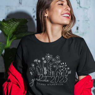 Süße Absolventin Aufblühende Wildblume Modern Retr T-Shirt