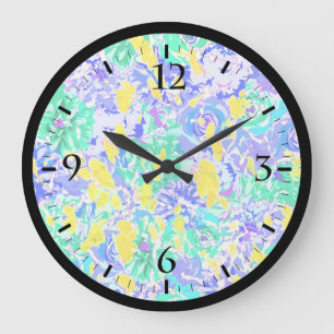Süße abstrakte farbenfrohe Frühlingsblumen Große Wanduhr