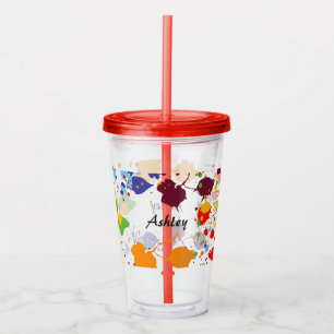 Süße abstrakte Farbspritzer-Name Acryltrinkbecher