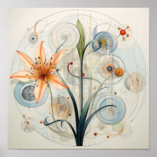 Süße abstrakte Kunst-Lilienblume -Lilie Poster