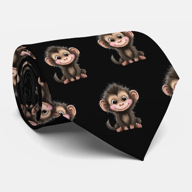 Süße Affe Kawaii Krawatte (Gerollt)