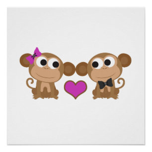 Süße Affe Liebe Poster
