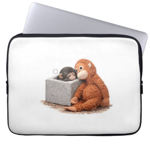 Süße Affe Plüsch Laptop Hülle Kuschelig Ästhetisch Laptopschutzhülle