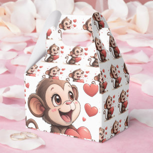 Süße Affe Rote Herzen Liebes Giebel Geschenkbox Geschenkschachtel