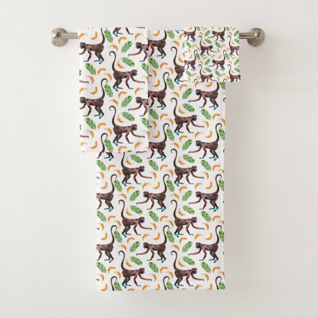 Süße Affen, die Bananen jonglieren Badhandtuch Set (Insitu)