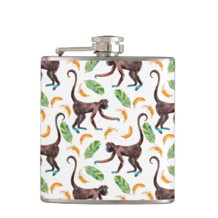 Süße Affen, die Bananen schuggeln Flachmann