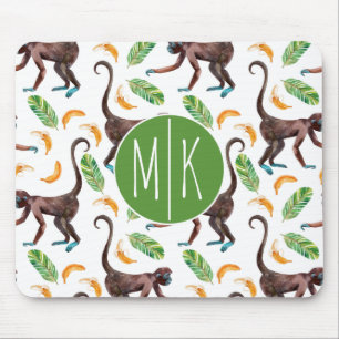 Süße Affen, die Monogramm der Bananen- jonglier Mousepad