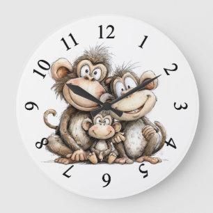 Süße Affen Große Wanduhr