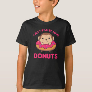 Süße Affen in Donut Pink T-Shirt