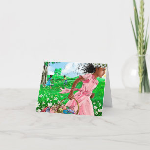 Süße afrikanische Mädchen Ostereierjagd  Süße Oste Karte