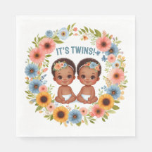 Süße afrikanische Zwillingsjungen Baby Shower Aqua