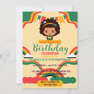Süße Afro-amerikanische Mädchen zum Geburtstag Einladung