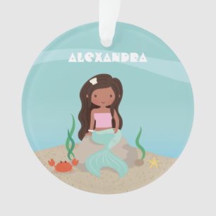 Süße afroamerikanische Kleine Meerjungfrau Ornament